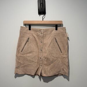 BLANK NYC Khaki Suede 100% Leather Mini Skirt 31 NWT